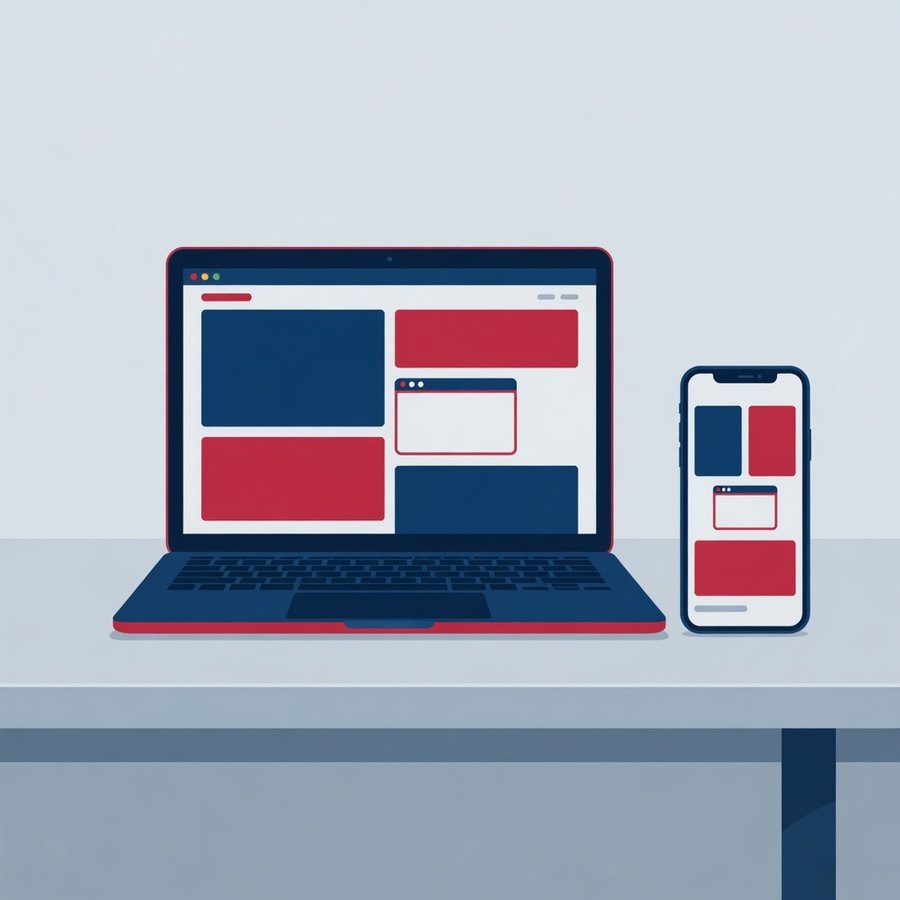 Laptop and phone showing a website layout
