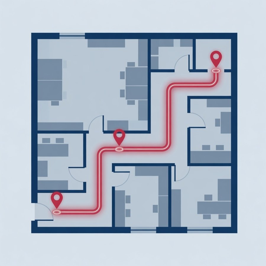 Floor plan with a walkable patrol route